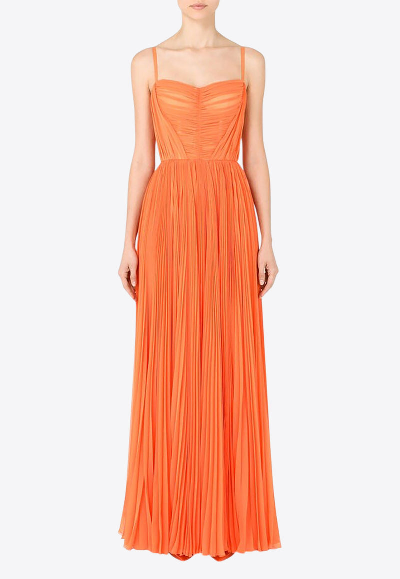Dolce & Gabbana Pleated Maxi Dress Orange F6K3ZT FUSMU A0351