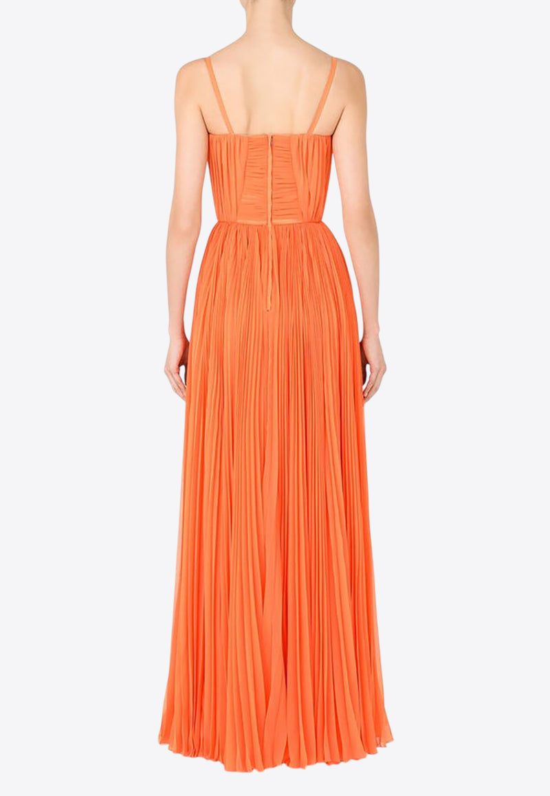Dolce & Gabbana Pleated Maxi Dress Orange F6K3ZT FUSMU A0351