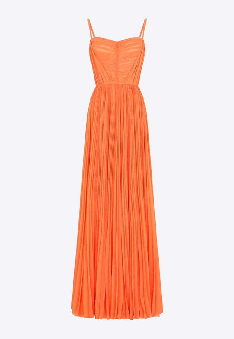 Dolce & Gabbana Pleated Maxi Dress Orange F6K3ZT FUSMU A0351