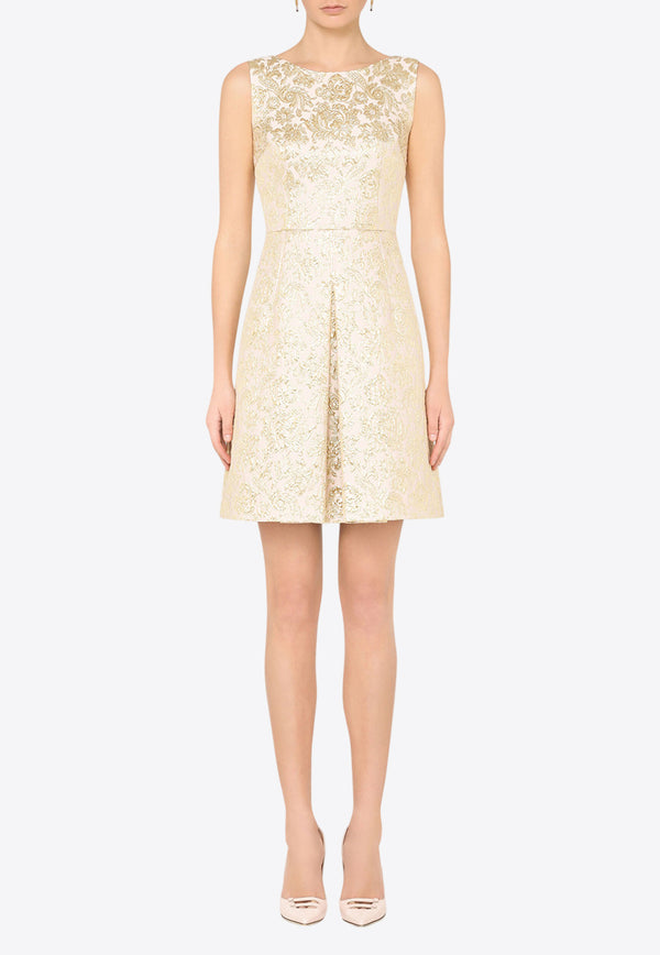Dolce & Gabbana Lame Jacquard Mini Dress Beige F6K4AT HJMLB S8352