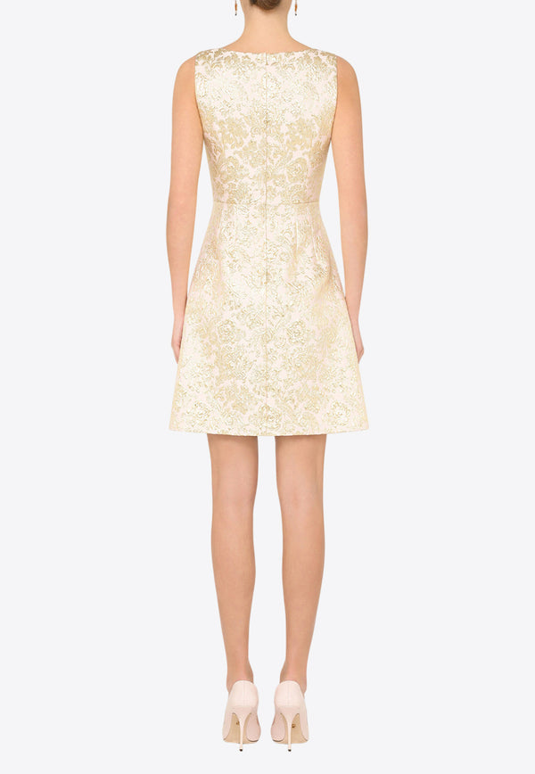 Dolce & Gabbana Lame Jacquard Mini Dress Beige F6K4AT HJMLB S8352