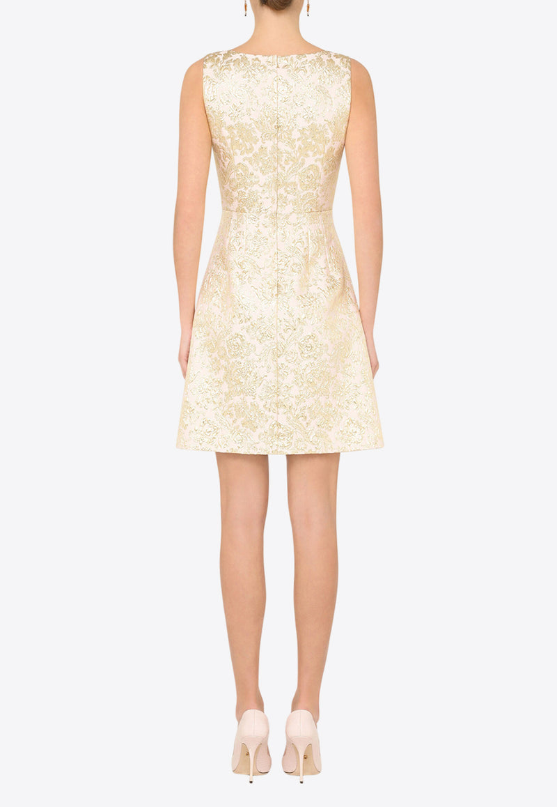Dolce & Gabbana Lame Jacquard Mini Dress Beige F6K4AT HJMLB S8352