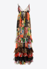 Dolce & Gabbana Sicilian Patchwork Maxi Dress Multicolor F6K7TT GDX59 S9000
