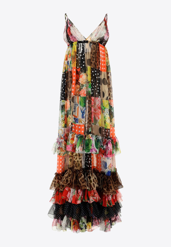 Dolce & Gabbana Sicilian Patchwork Maxi Dress Multicolor F6K7TT GDX59 S9000