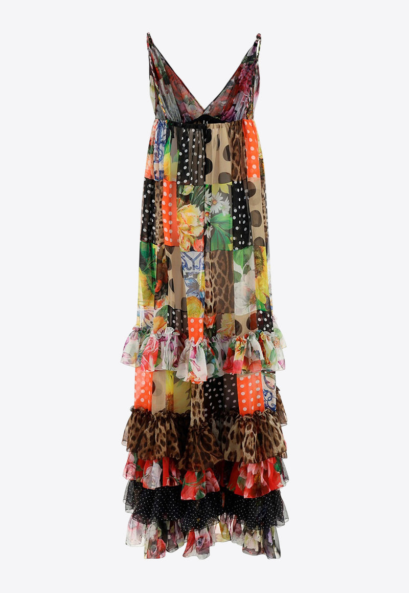 Dolce & Gabbana Sicilian Patchwork Maxi Dress Multicolor F6K7TT GDX59 S9000