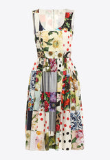 Dolce & Gabbana Sicilian Patchwork Midi Dress Multicolor F6N0BT GDY45 S9000