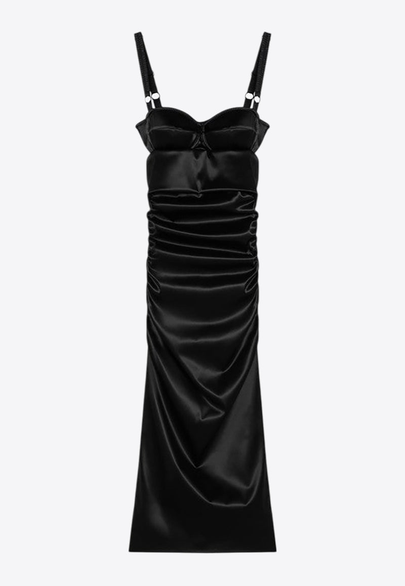 Dolce & Gabbana Draped Brassiere Midi Dress Black F6TUZTFURAD/Q_DOLCE-N0000