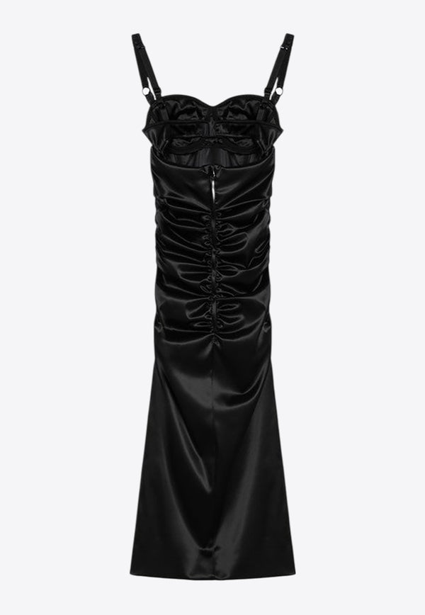 Dolce & Gabbana Draped Brassiere Midi Dress Black F6TUZTFURAD/Q_DOLCE-N0000