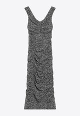 Dolce & Gabbana Off-Shoulder Diagonal Print Dress Gray F6TWBTFSA72/R_DOLCE-HH5QT