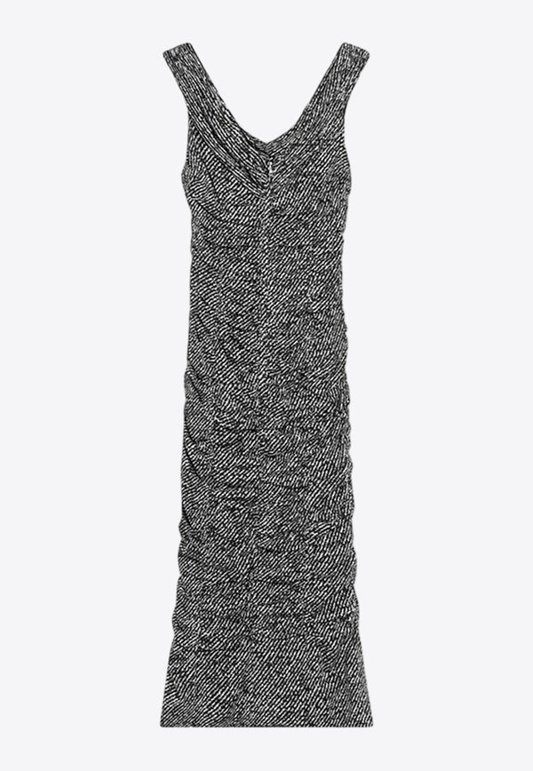 Dolce & Gabbana Off-Shoulder Diagonal Print Dress Gray F6TWBTFSA72/R_DOLCE-HH5QT