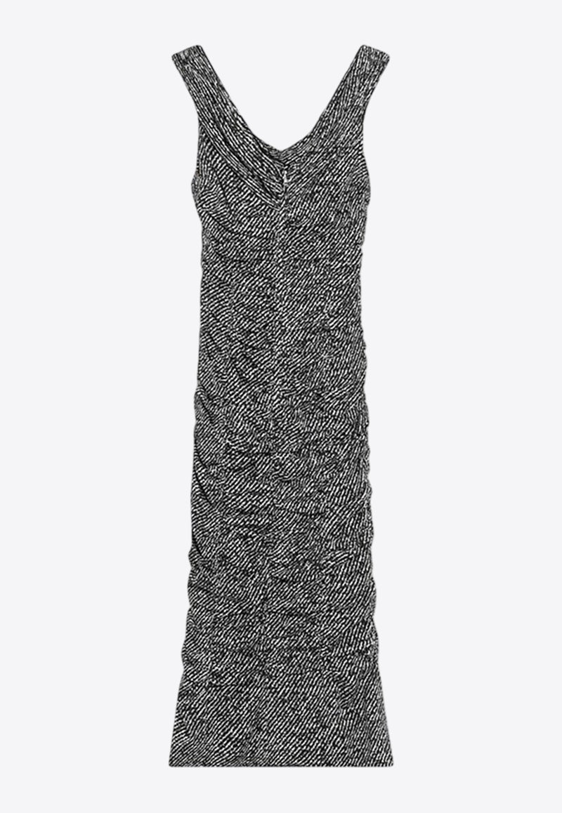 Dolce & Gabbana Off-Shoulder Diagonal Print Dress Gray F6TWBTFSA72/R_DOLCE-HH5QT