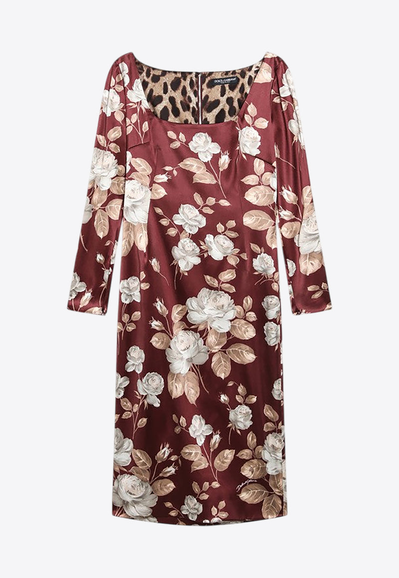 Dolce & Gabbana Floral Print Satin Midi Dress Multicolor F6TYGTFSIB8/R_DOLCE-HR5QQ