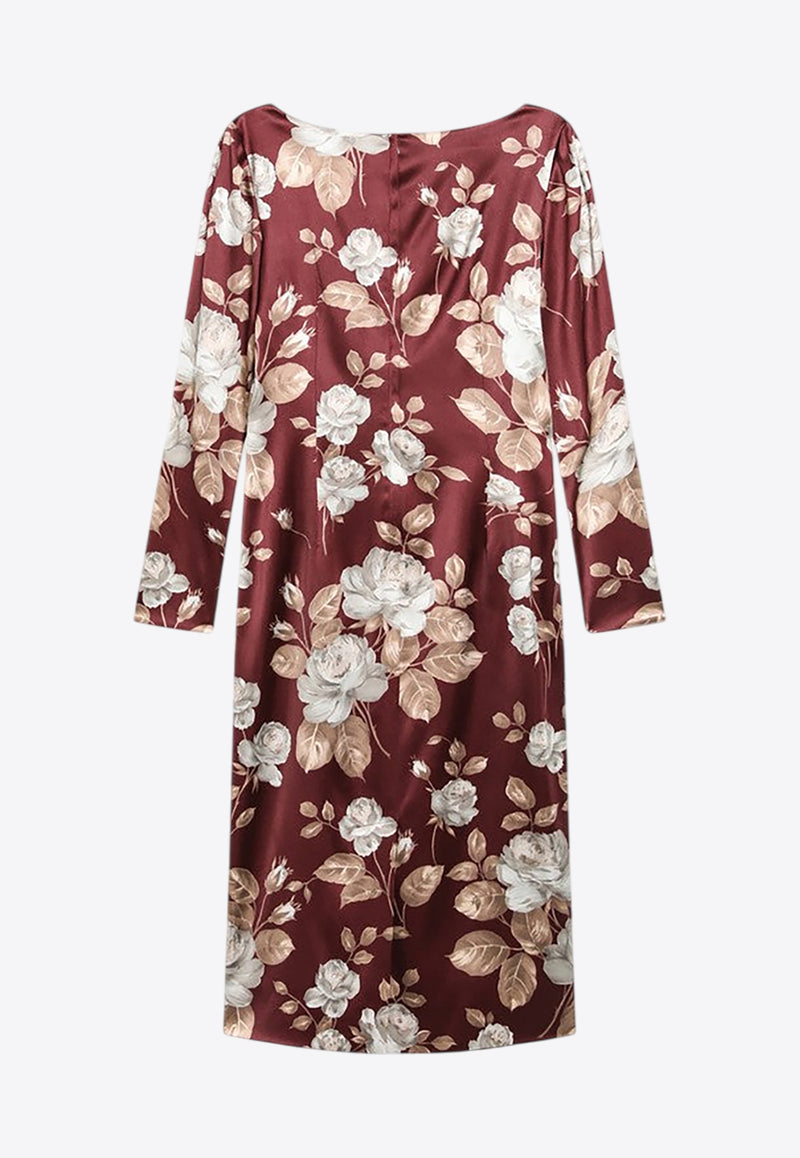 Dolce & Gabbana Floral Print Satin Midi Dress Multicolor F6TYGTFSIB8/R_DOLCE-HR5QQ