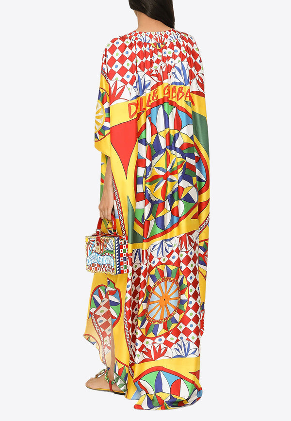 Dolce & Gabbana Carretto Print Silk Maxi Kaftan Dress Multicolor F6WZ6T HI1MK HH4KV