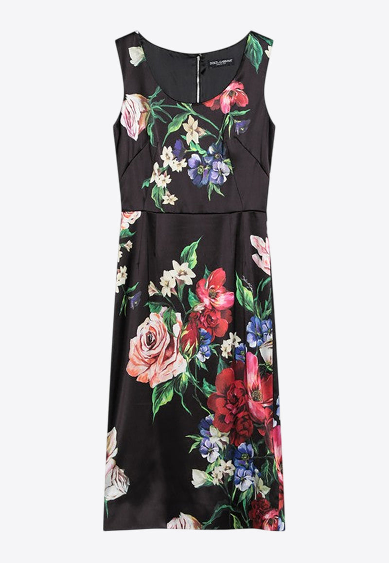 Dolce & Gabbana Floral Print Sleeveless Midi Dress Multicolor F6ZJ6TFSIB5/Q_DOLCE-HN5PR