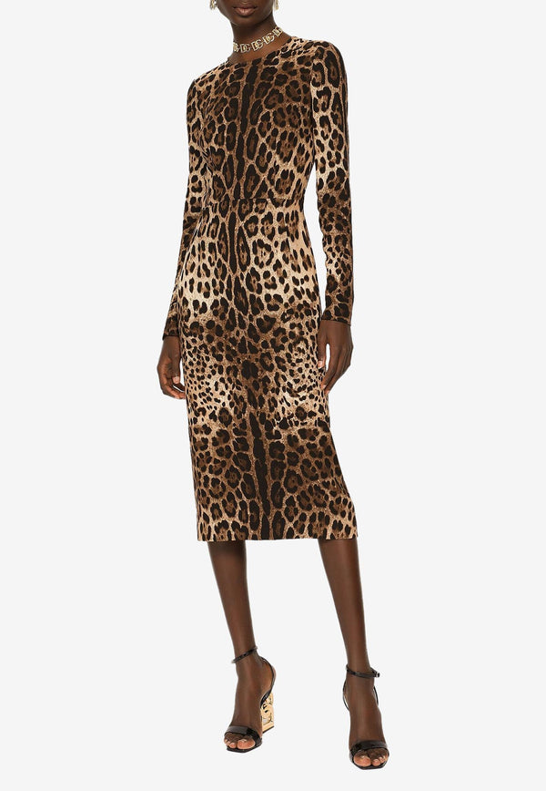 Dolce & Gabbana Leopard Print Midi Dress F6ZJ7T FSRKI HY13M Multicolor