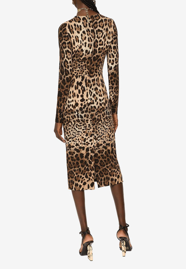 Dolce & Gabbana Leopard Print Midi Dress F6ZJ7T FSRKI HY13M Multicolor
