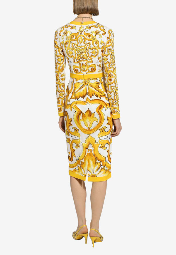 Dolce & Gabbana Majolica Print Midi Dress F6ZJ7T HPABK HG3TN Yellow