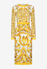 Dolce & Gabbana Majolica Print Midi Dress F6ZJ7T HPABK HG3TN Yellow