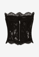 Dolce & Gabbana Lace Bustier Top F72X4T HLMQJ N0000 Black