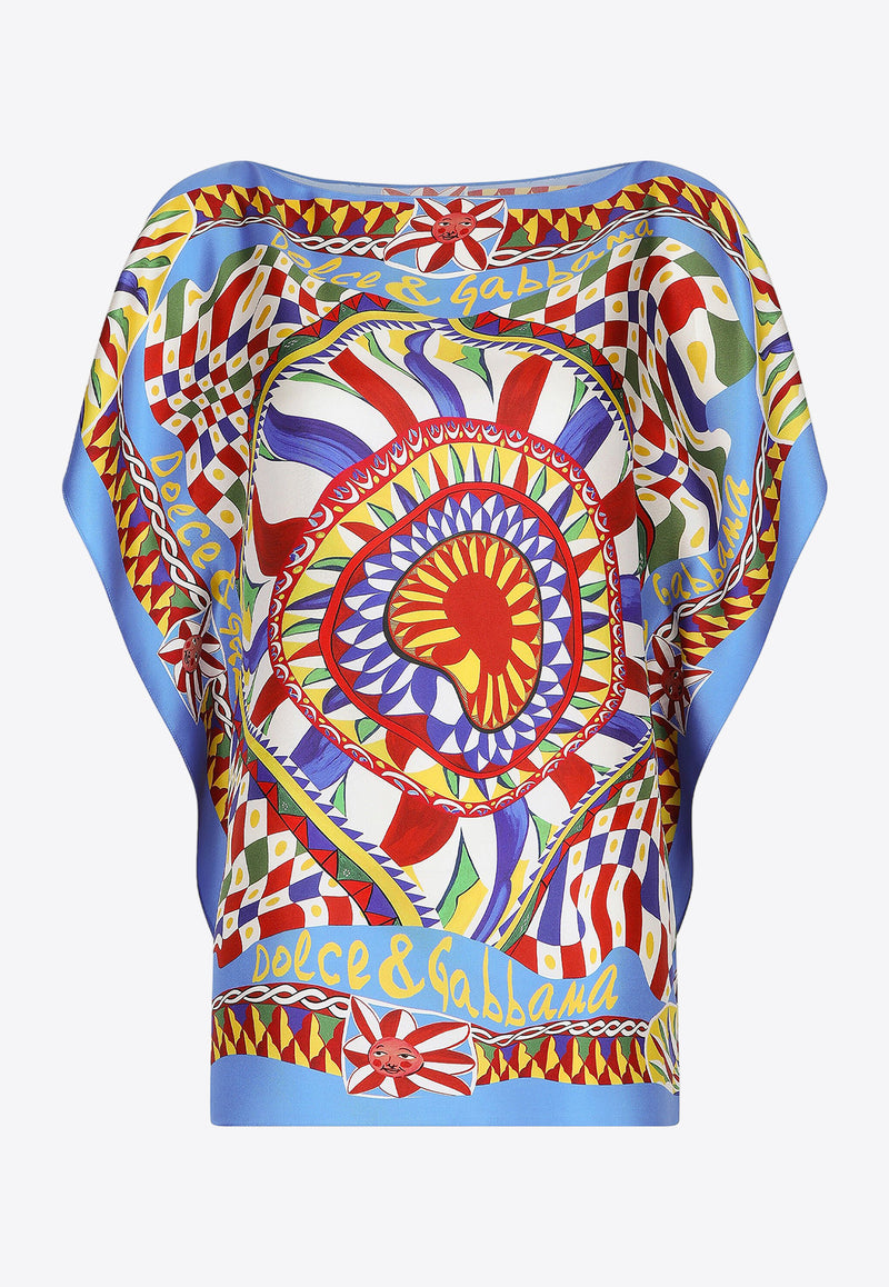 Dolce & Gabbana Carretto Print Silk Top Multicolor F756AT HI1MJ HH4KT