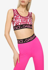 Dolce & Gabbana Majolica Print Logo Cropped Top F777YT FPG7B H83TN Pink