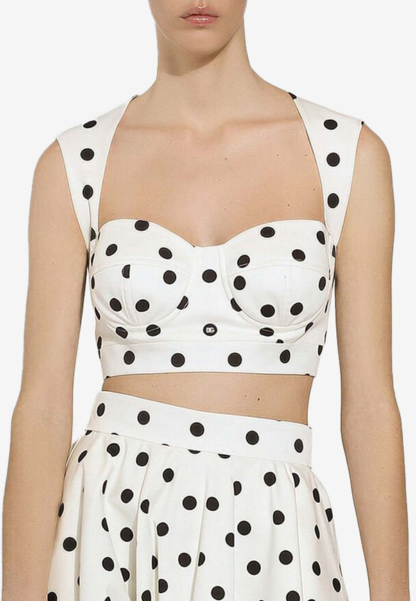 Dolce & Gabbana Polka Dot Print Corset Top F7AA7T FSFNM HWZRN White