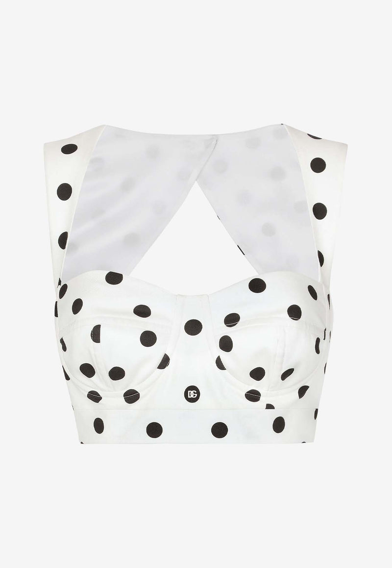 Dolce & Gabbana Polka Dot Print Corset Top F7AA7T FSFNM HWZRN White