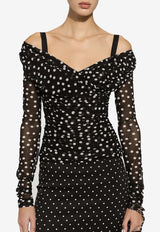 Dolce & Gabbana Polka Dot Print Tulle Top F7AB5T FSRP2 HNBDW Black