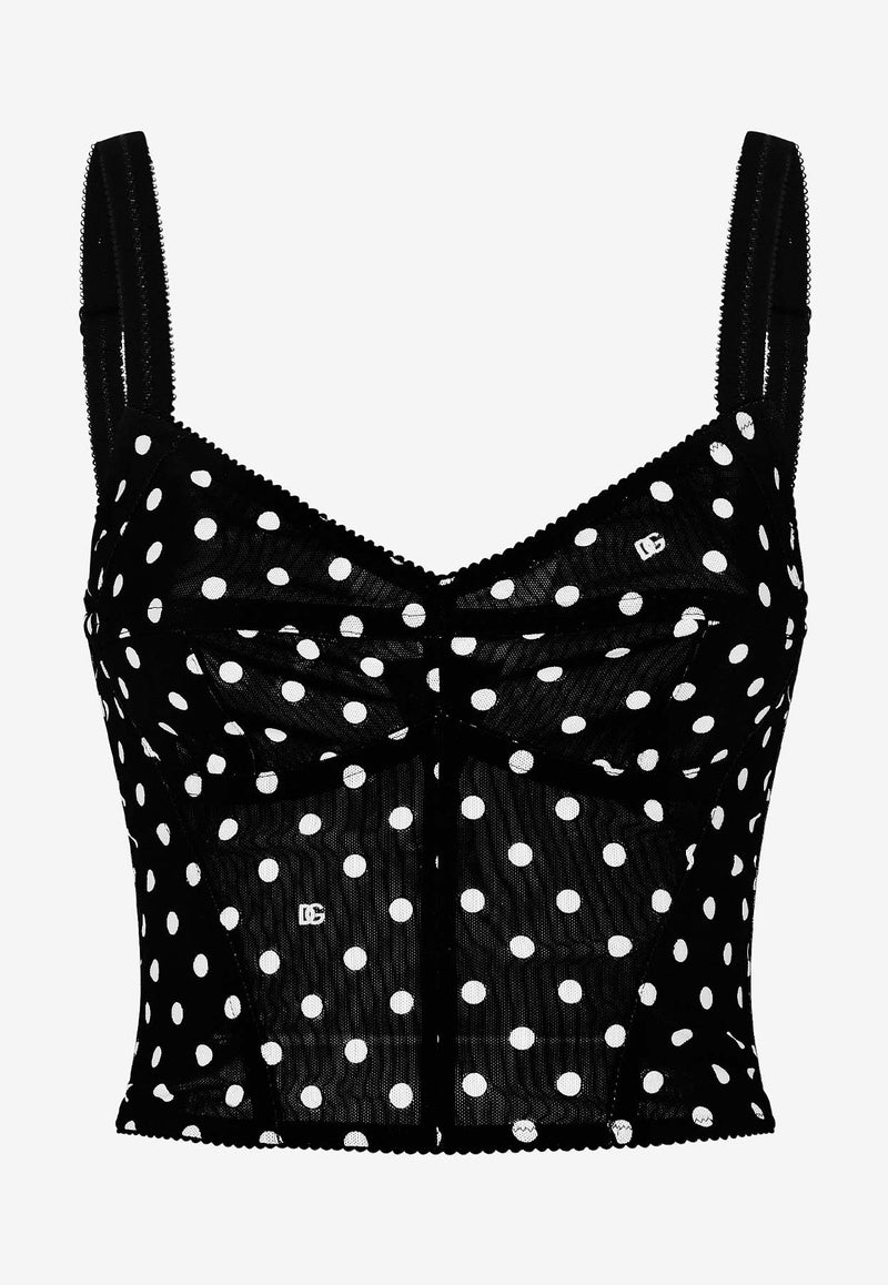 Dolce & Gabbana Polka Dot Corset Top F7AB7T FSUBG HNZQW Black