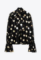 Dolce & Gabbana Silk Organza Lamé Polka Dot Blouse Black F7AI9THS100/P_DOLCE-HNLM0