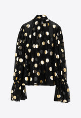 Dolce & Gabbana Silk Organza Lamé Polka Dot Blouse Black F7AI9THS100/P_DOLCE-HNLM0