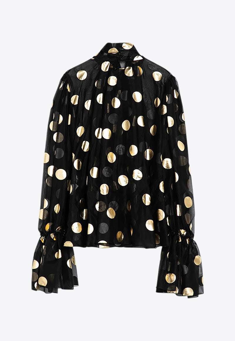 Dolce & Gabbana Silk Organza Lamé Polka Dot Blouse Black F7AI9THS100/P_DOLCE-HNLM0