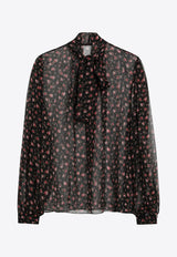 Dolce & Gabbana Rose Print Silk Chiffon Blouse Black F7BJ2TIS10I/S_DOLCE-HN5XJ