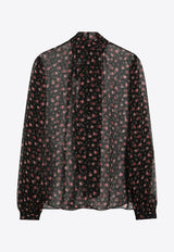 Dolce & Gabbana Rose Print Silk Chiffon Blouse Black F7BJ2TIS10I/S_DOLCE-HN5XJ