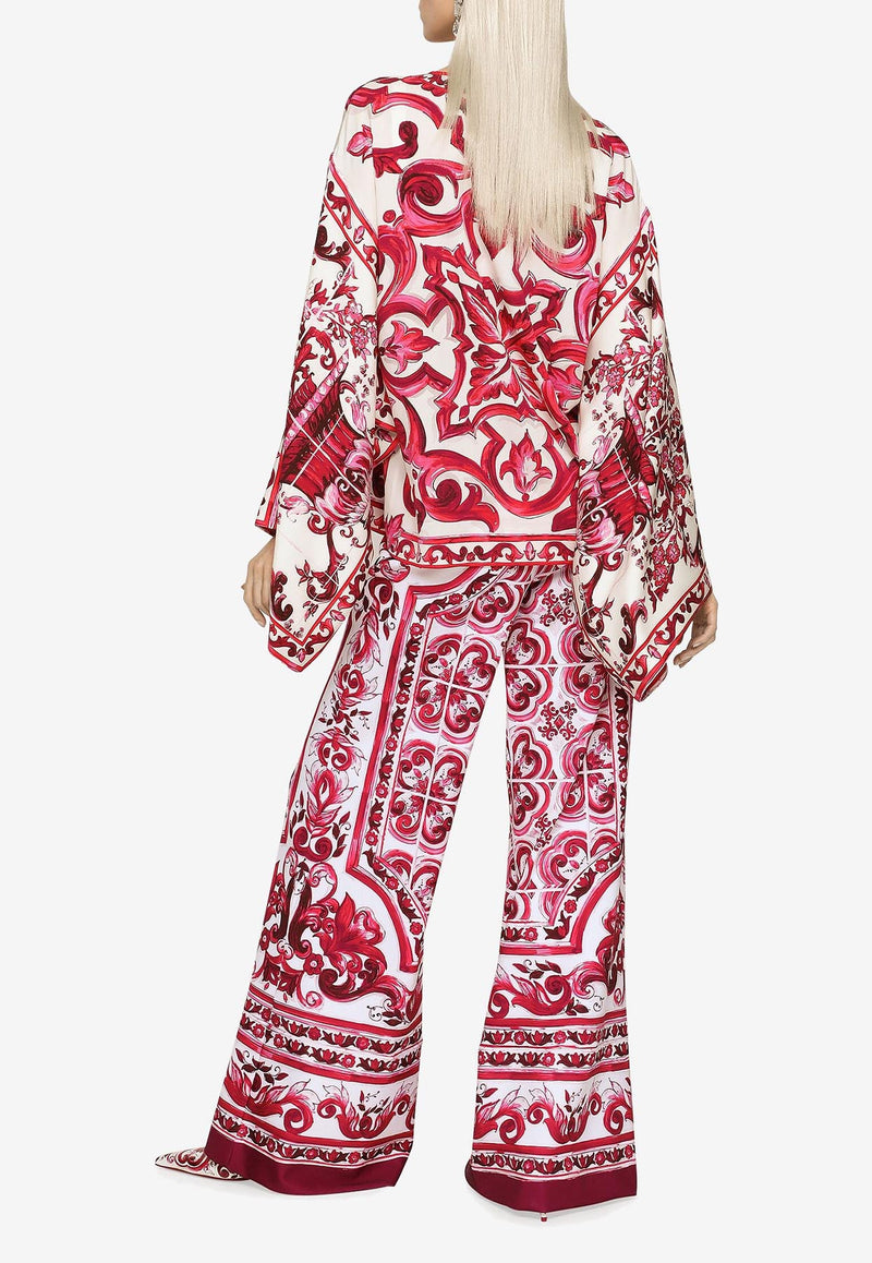 Dolce & Gabbana Majolica Print Silk Blouse F7U77T HPABQ HE3TN Pink