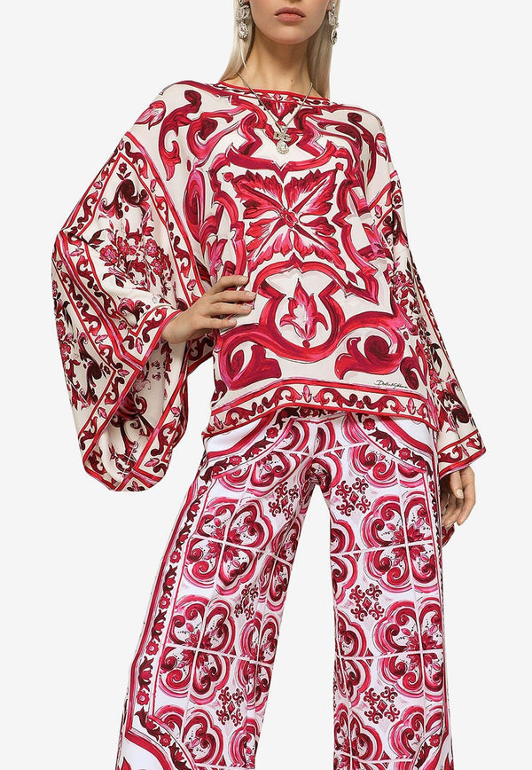 Dolce & Gabbana Majolica Print Silk Blouse F7U77T HPABQ HE3TN Pink