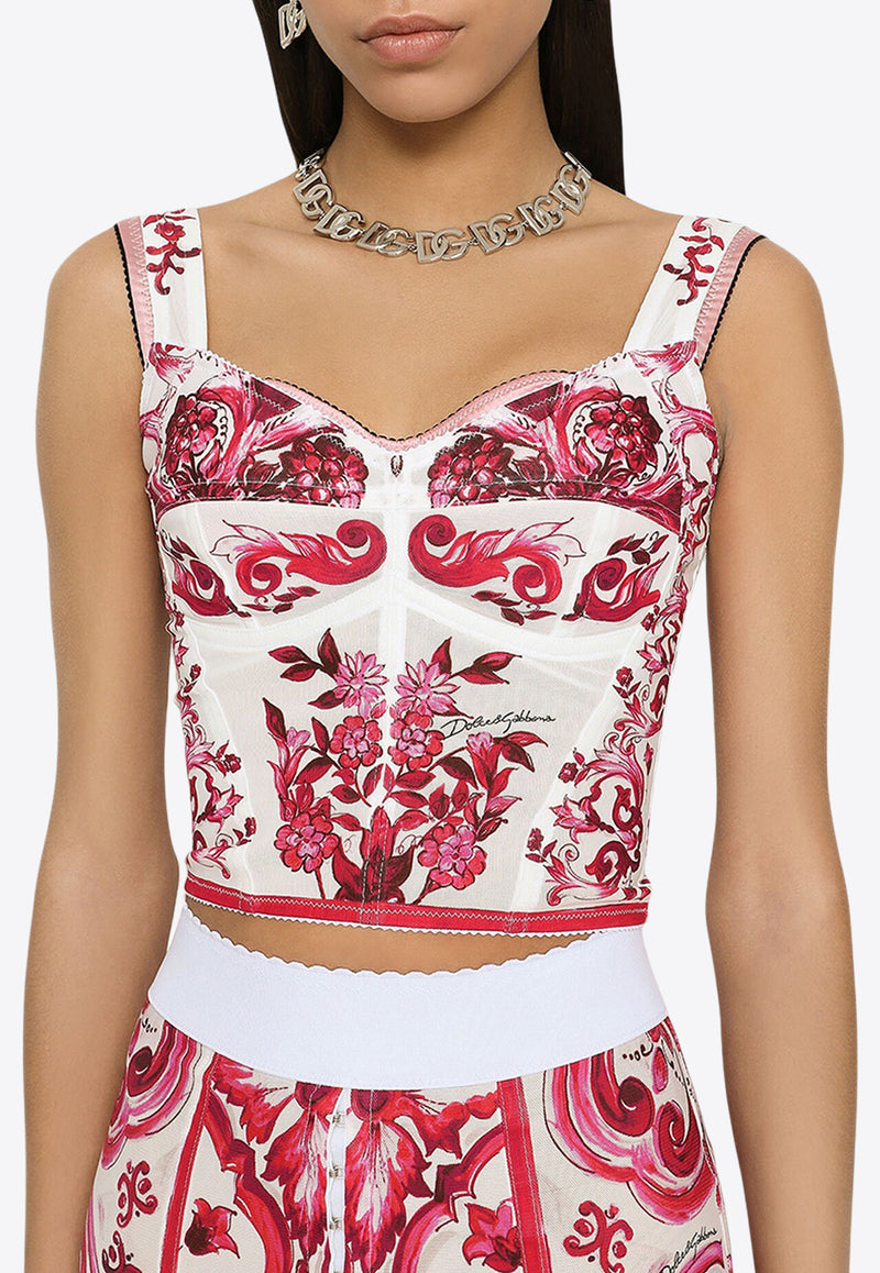 Dolce & Gabbana Majolica-Print Bustier Top Multicolor F7W98T FPSH5 HE3TN