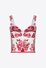 Dolce & Gabbana Majolica-Print Bustier Top Multicolor F7W98T FPSH5 HE3TN