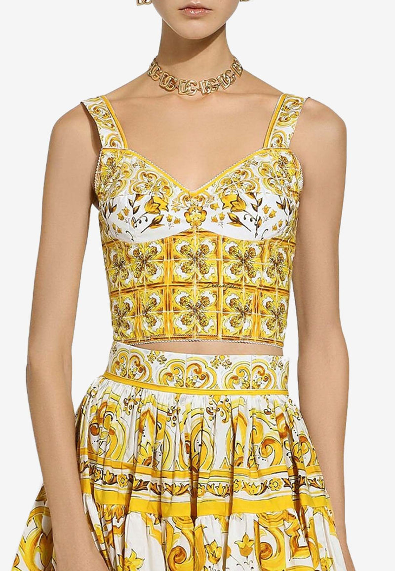 Dolce & Gabbana Majolica Print Corset Top F7W98T HH5EA HG3TN Yellow