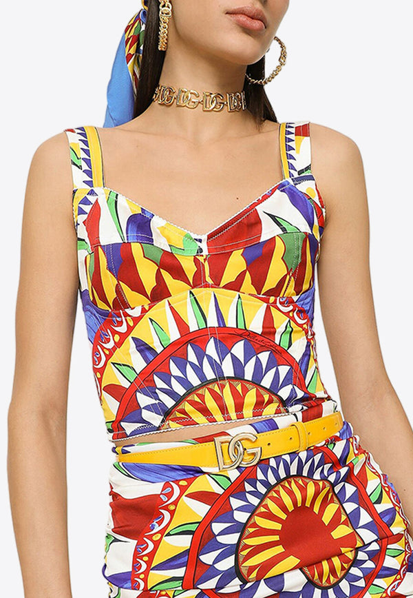 Dolce & Gabbana Carretto-Print Bustier Top Multicolor F7W98T HPADX HH4KT