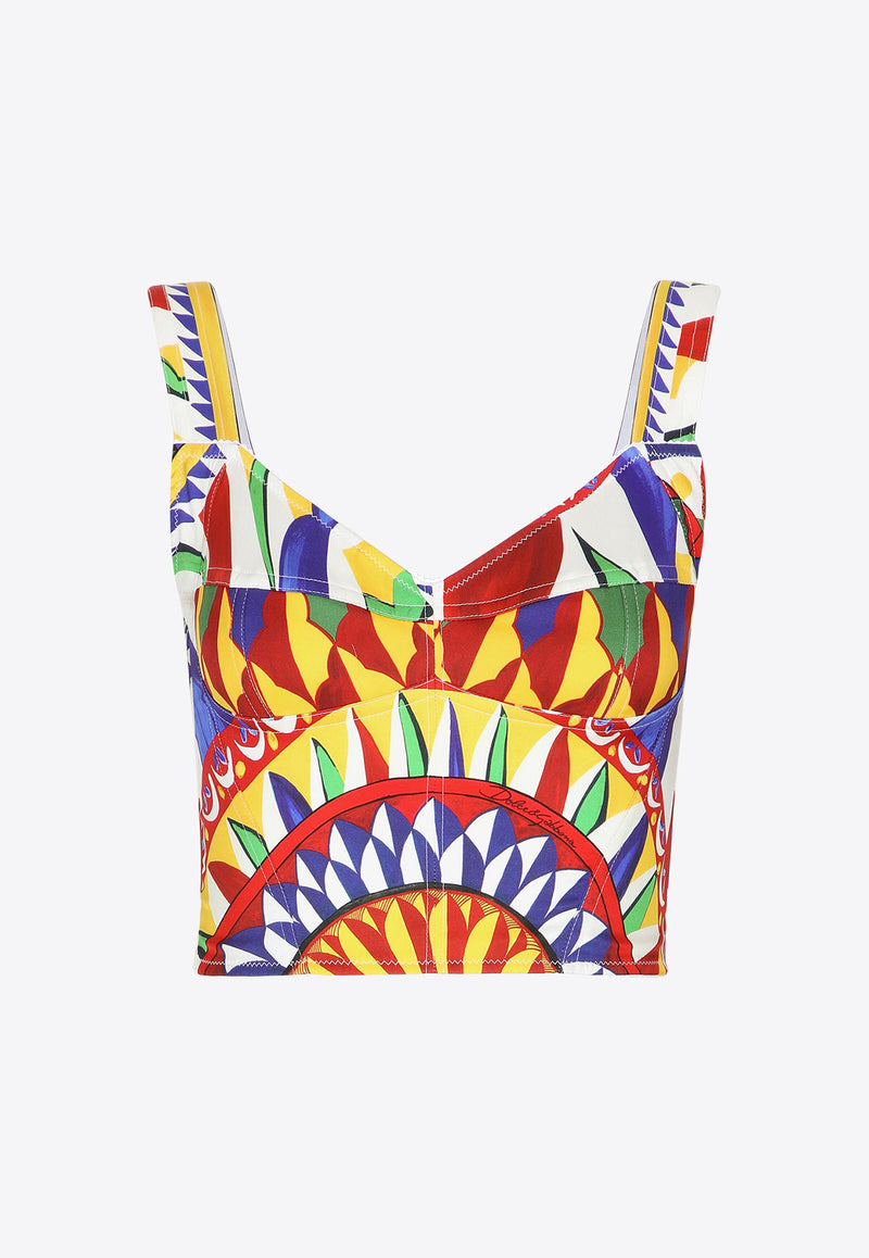 Dolce & Gabbana Carretto-Print Bustier Top Multicolor F7W98T HPADX HH4KT