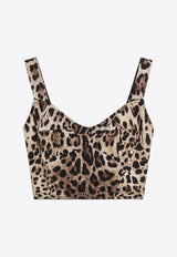 Dolce & Gabbana Leopard Print Charmeuse Bustier Top Multicolor F7W98TGDCLP/R_DOLCE-HY13M