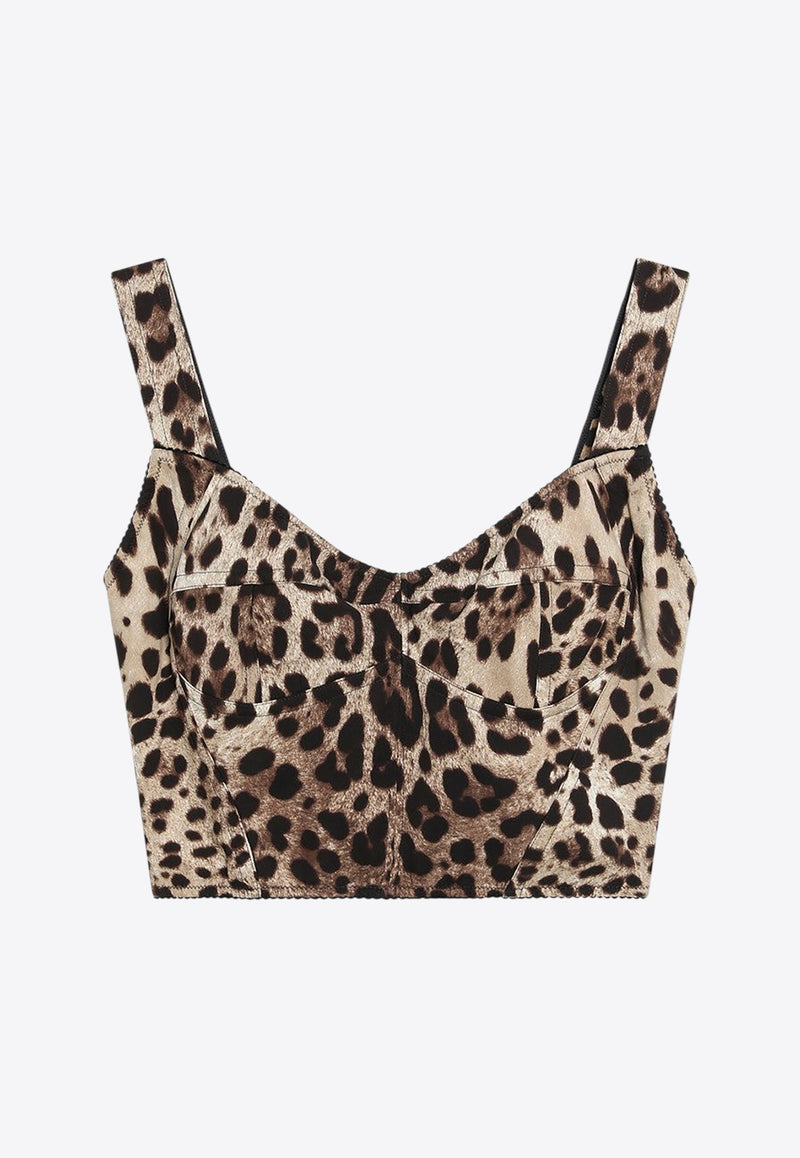 Dolce & Gabbana Leopard Print Charmeuse Bustier Top Multicolor F7W98TGDCLP/R_DOLCE-HY13M