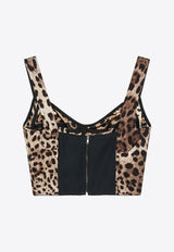 Dolce & Gabbana Leopard Print Charmeuse Bustier Top Multicolor F7W98TGDCLP/R_DOLCE-HY13M