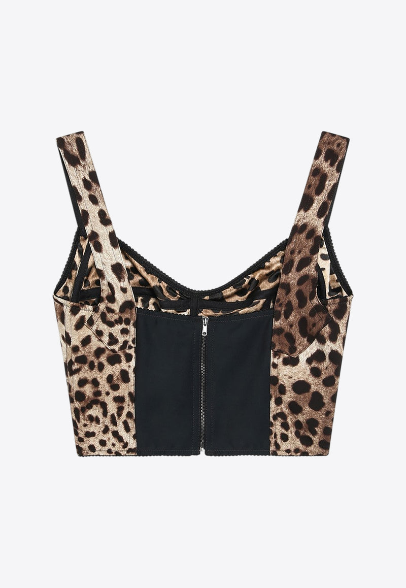 Dolce & Gabbana Leopard Print Charmeuse Bustier Top Multicolor F7W98TGDCLP/R_DOLCE-HY13M