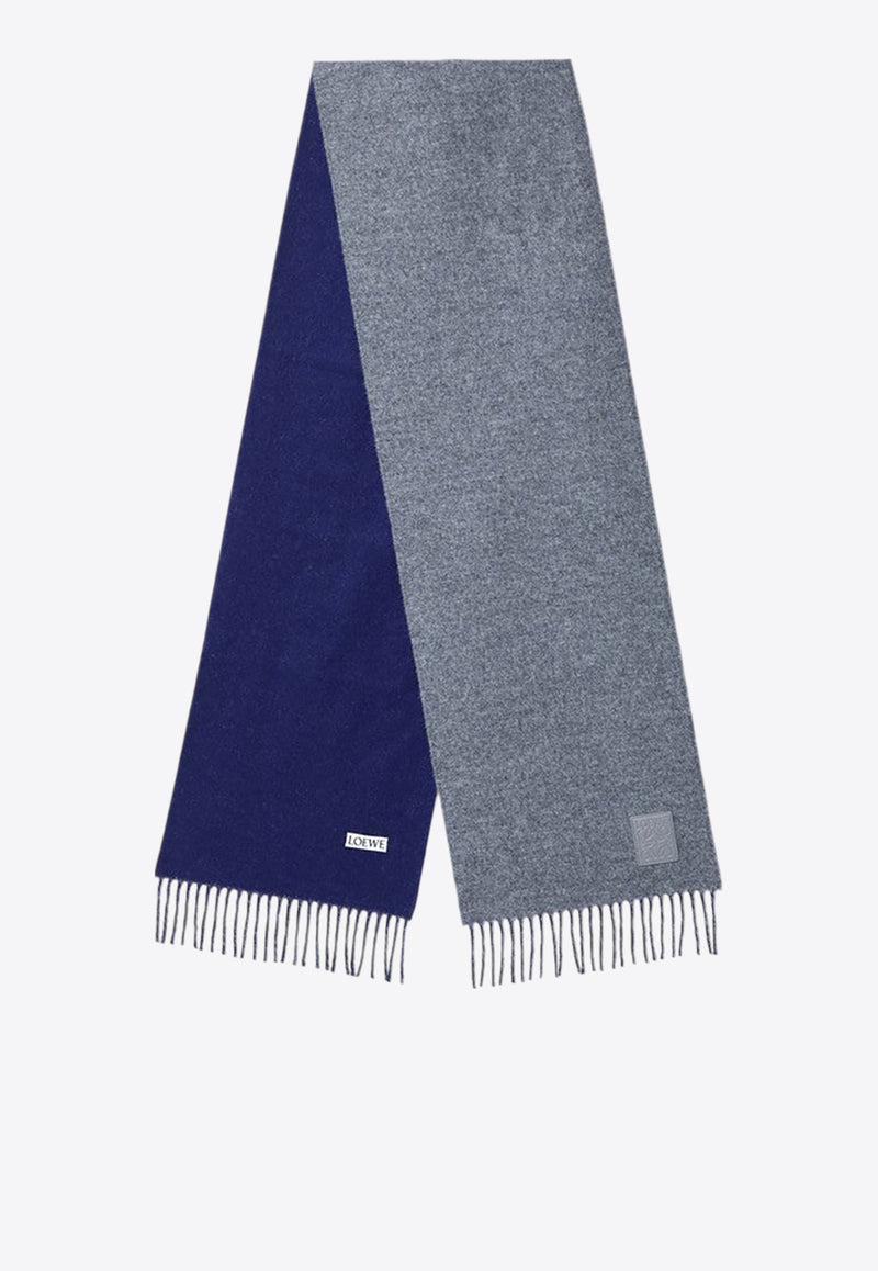 Loewe Anagram Patch Two-Tone Fringed Scarf Gray F811251X06WO/P_LOEW-1134