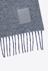 Loewe Anagram Patch Two-Tone Fringed Scarf Gray F811251X06WO/P_LOEW-1134