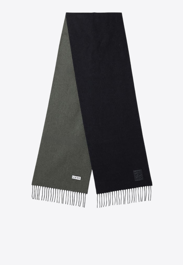 Loewe Anagram Patch Two-Tone Fringed Scarf Black F811251X06WO/P_LOEW-1217