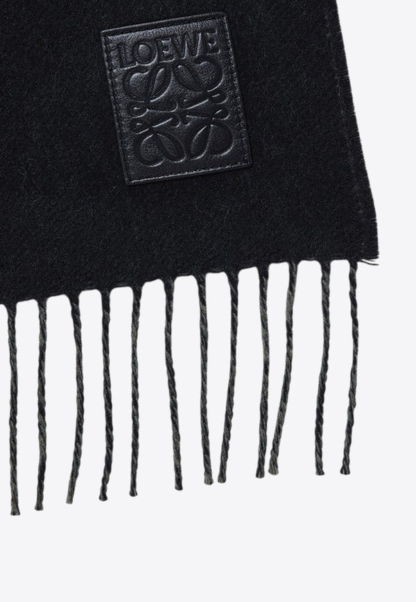 Loewe Anagram Patch Two-Tone Fringed Scarf Black F811251X06WO/P_LOEW-1217